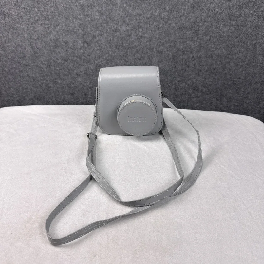 Fujifilm Instax Mini 11 Camera Case Light Gray Faux Leather Protective Bag Strap